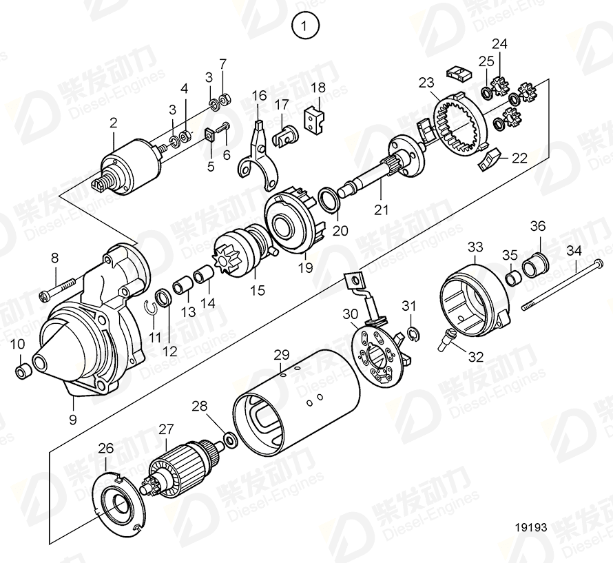volvo penta Starter pinion 20460116 Drawing